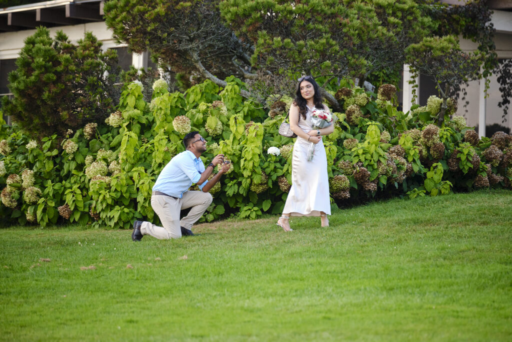 On bended knee. A surprise romantic engagement photo at Paletta Mansion Burlington