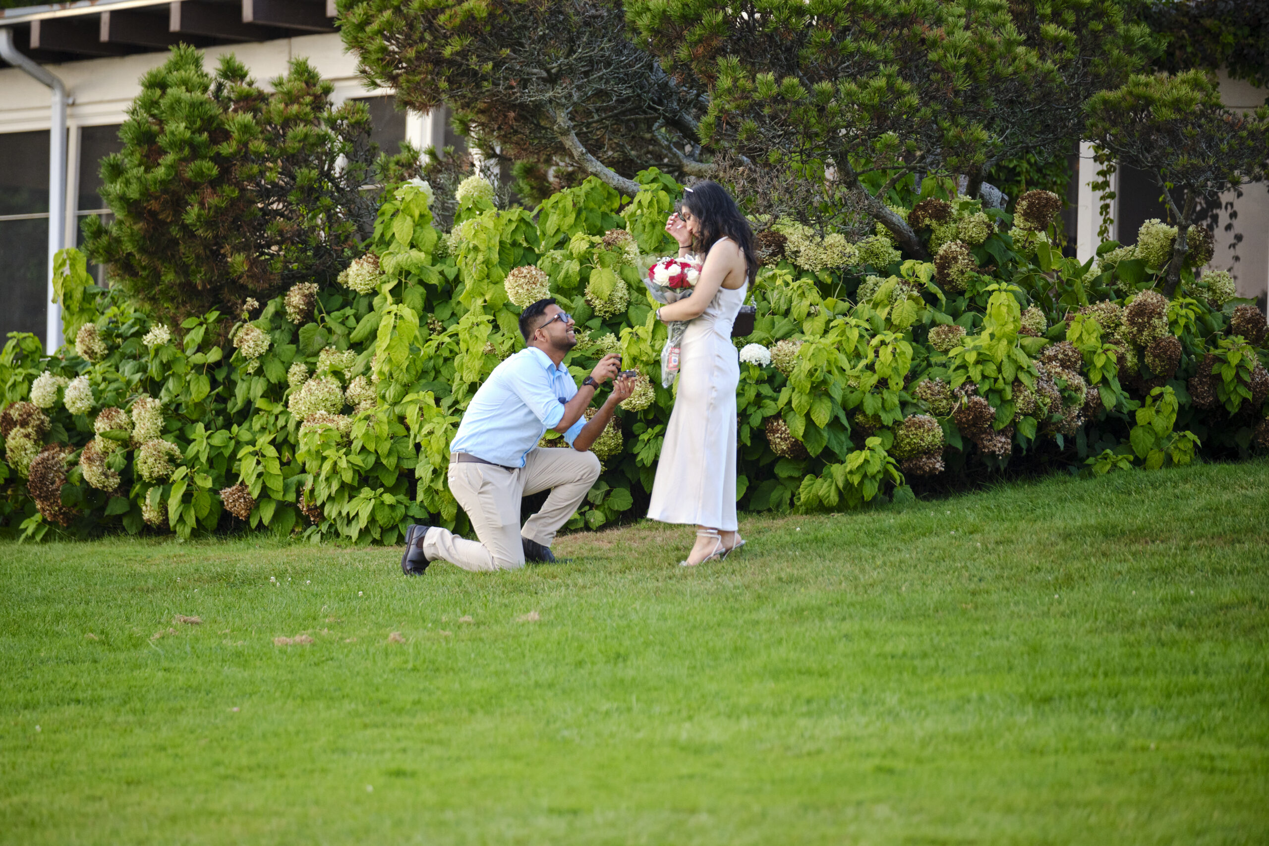 Romantic surprise engagement photo at Paletta Mansion Burlington