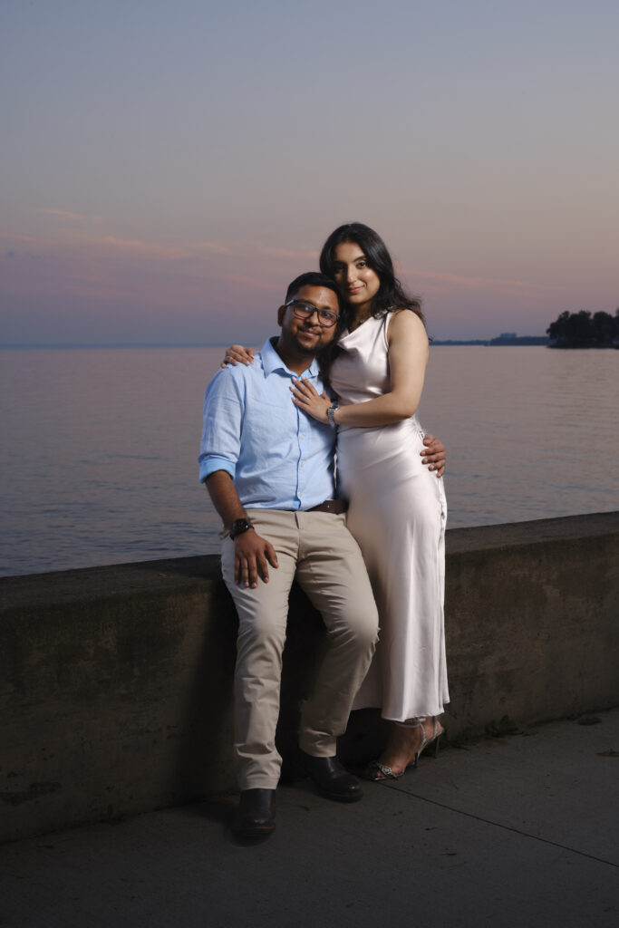 Waterfront golden hour couple photoshoot by the lake at Paletta Mansion